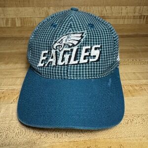 Vintage Philadelphia Eagles Logo Athletic Hat NFL Pro Line Diamond Grid Cap Teal